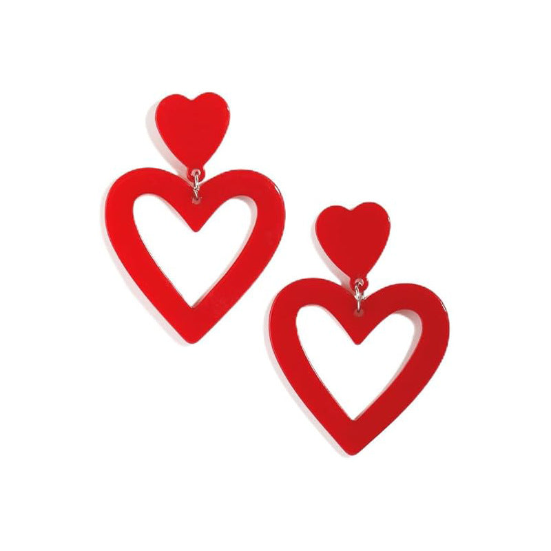 Wholesale prom party acrylic earrings water drop hollow love Valentine's day geometric love earrings